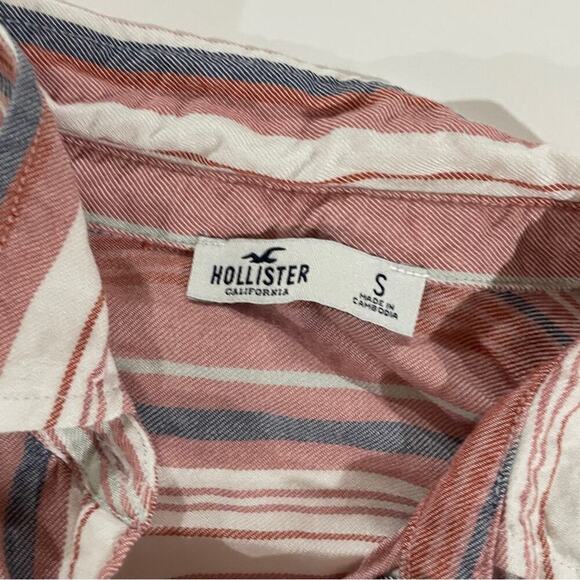 Hollister Pink & White Striped Long Sleeve Button Down Shirt Size S‎ - Picture 5 of 8